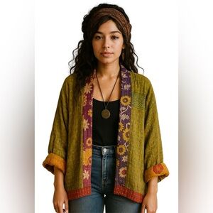 erinmacleod Vibrant Artisan Handmade Multicolor Cotton Patchwork Jacket, OS NEW